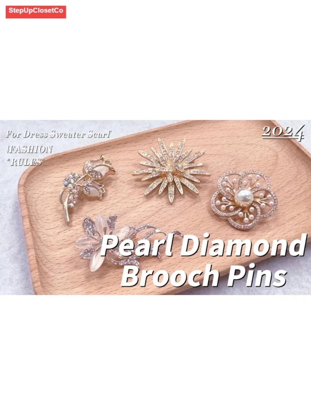 Pearl Brooch Pins for Dress Sweater Scarf Wedding Party